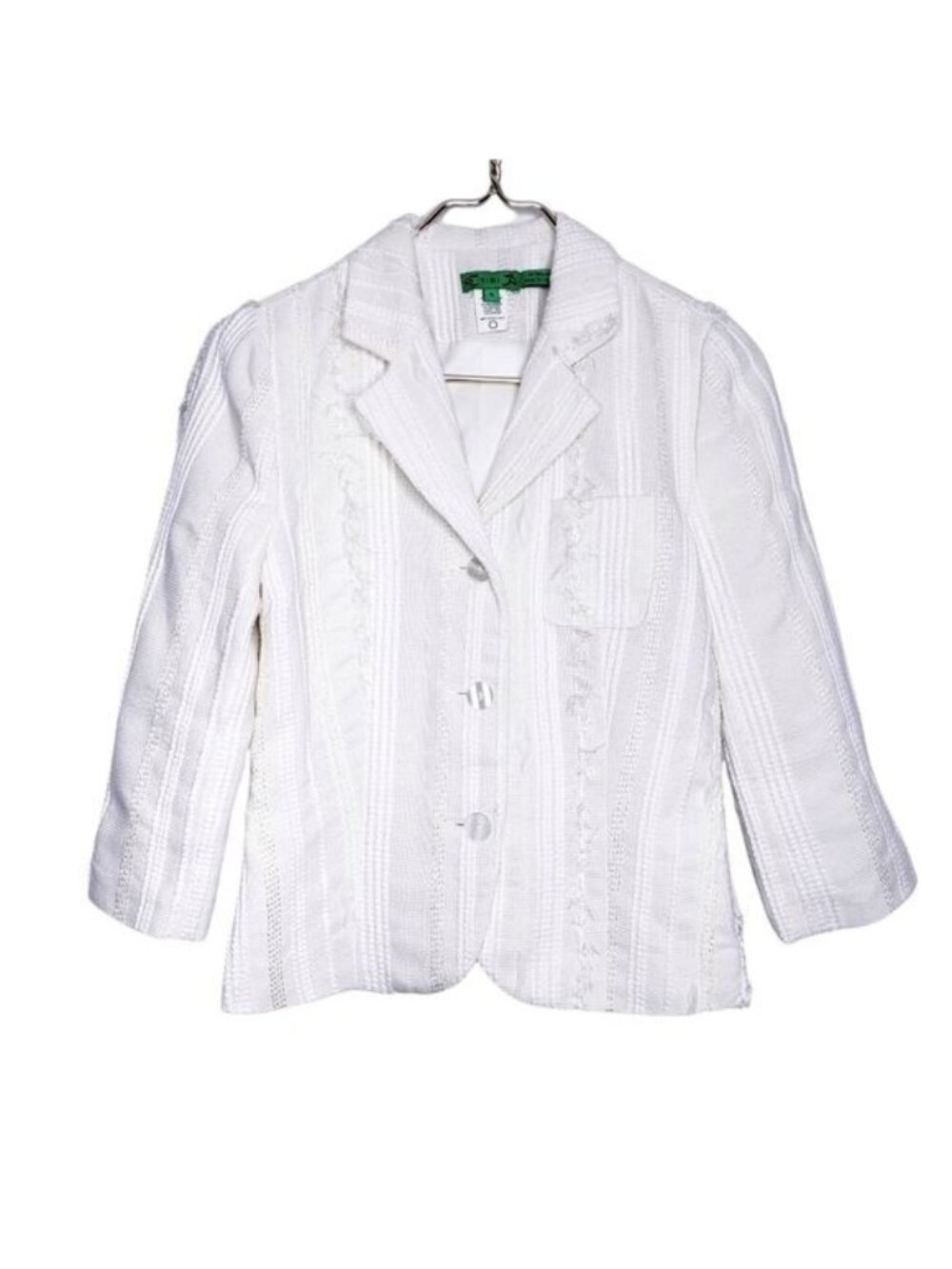Tibi Vintage Green Label Cream Textured Blazer Jacket Women's Size Small